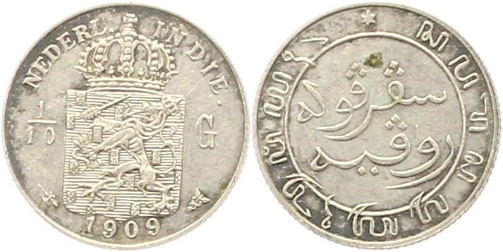  9718  Niederländisch Indien 1/10 Gulden 1909   