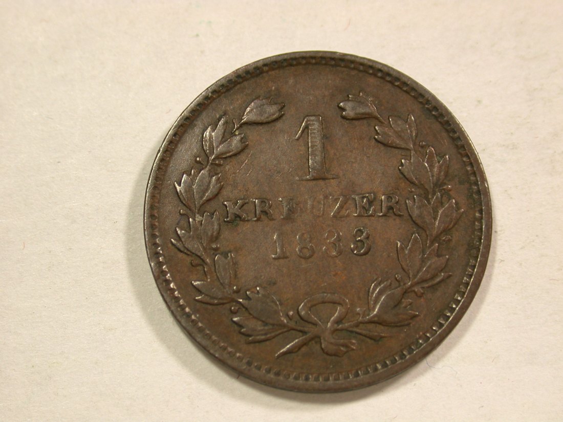 C04 Baden 1 Kreuzer 1833 in ss selten ! Originalbilder