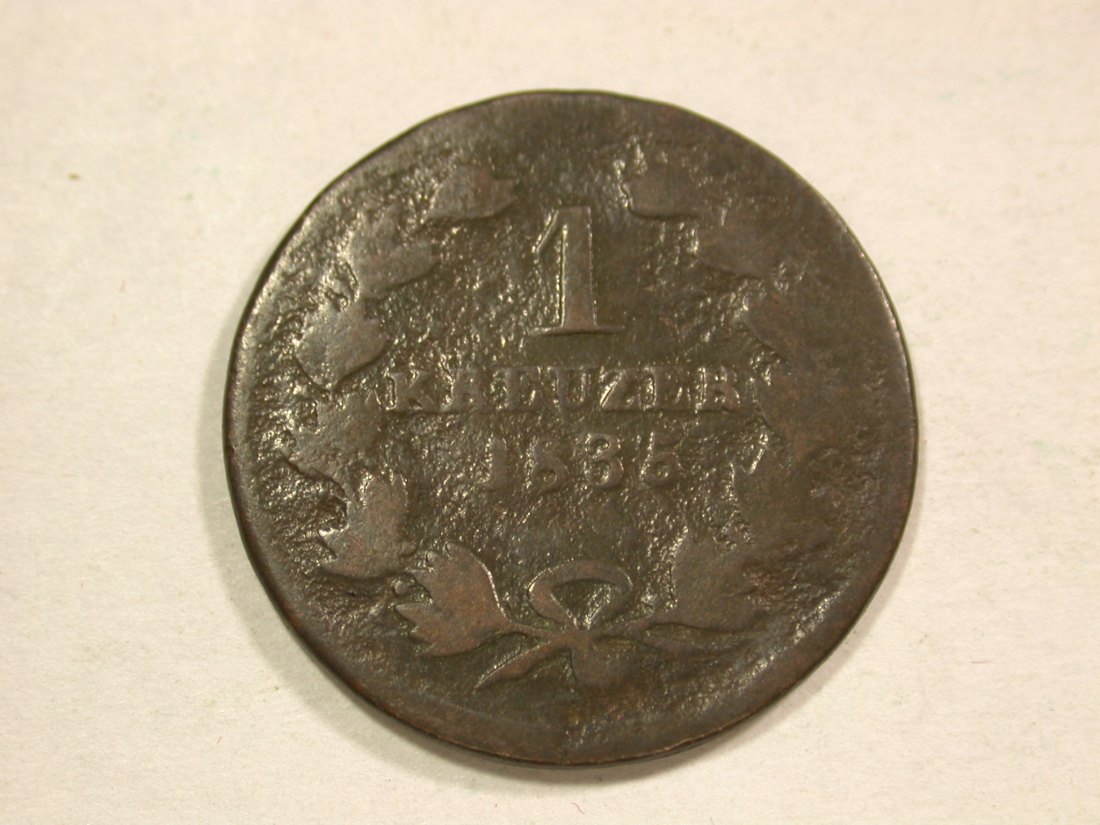 C04 Baden 1 Kreuzer 1835 in schön Originalbilder