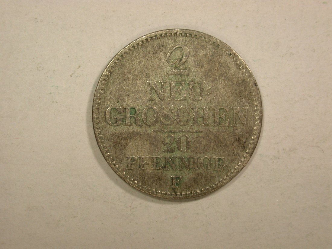 C04 Sachsen 2 Neu Groschen 20 Pfennig 1851 in ss/ss+ Originalbilder