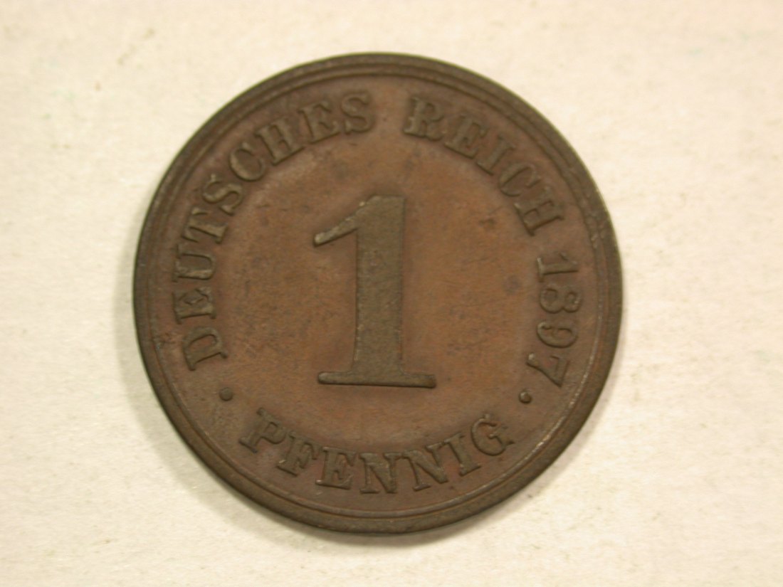  C04 KR  1 Pfennig  1897 A in ss-vz/f.vz Originalbilder   