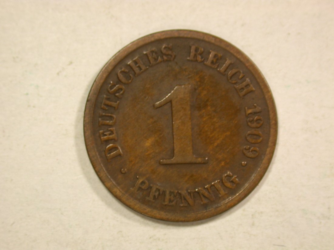  C04 KR  1 Pfennig  1909 J in sehr schön  Originalbilder   