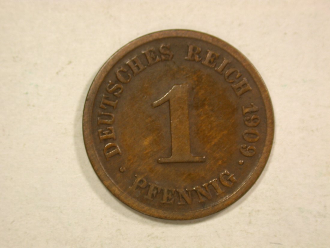 C04 KR 1 Pfennig 1909 J in sehr schön Originalbilder