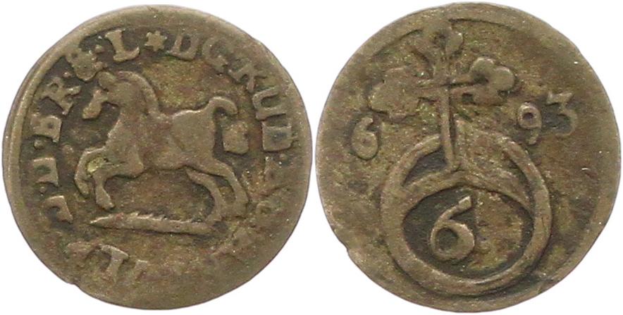  9771 Braunschweig Wolfenbüttel 6 Pfennig 1693 selten   
