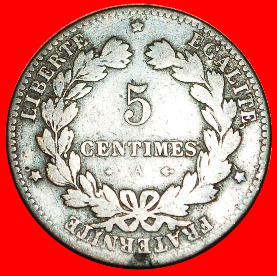  √ CERES: FRANCE ★ 5 CENTIMES 1876A! LOW START ★ NO RESERVE!   