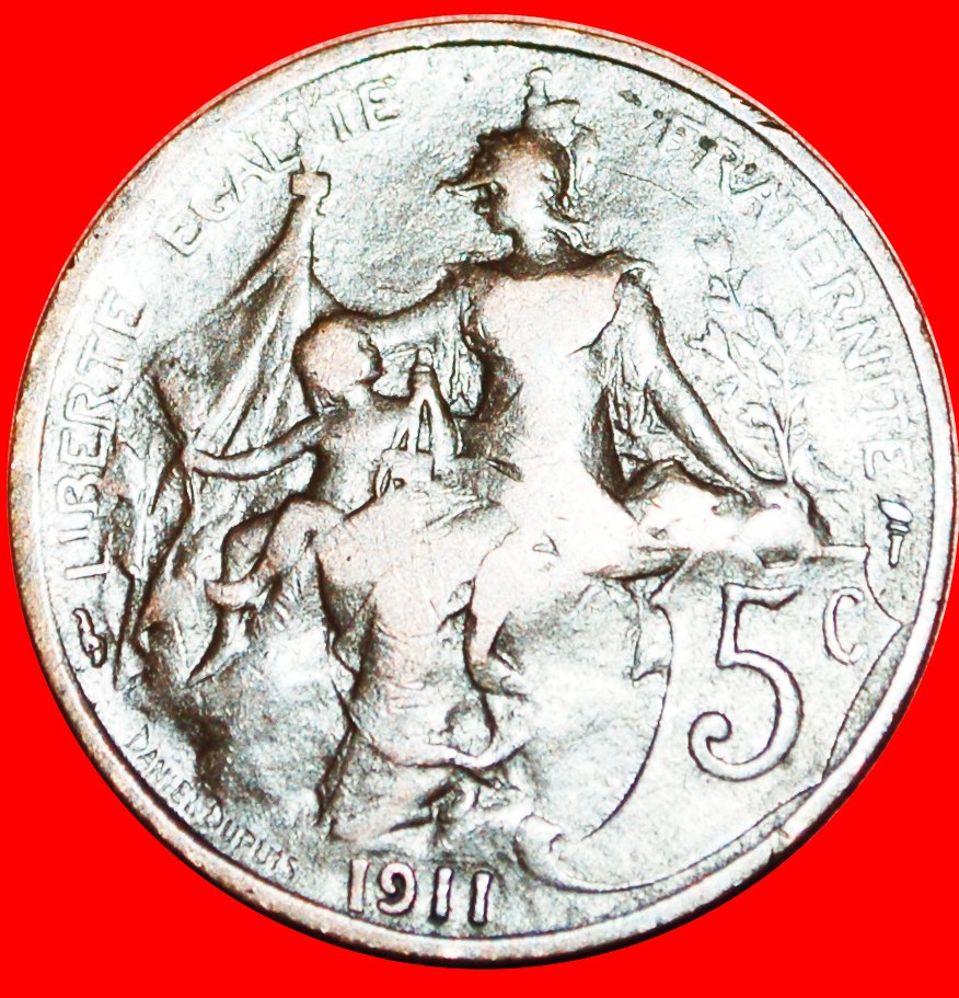  √ LIBERTY: FRANCE ★ 5 CENTIMES 1911! LOW START ★ NO RESERVE!   