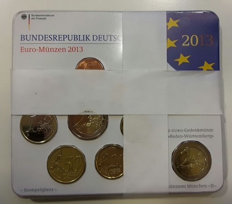  Deutschland  5 x Euro-Kursmünzensatz   2013 (A, D, F, G, J)   FM-Frankfurt stempelglanz   