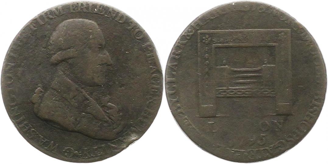 9997 COLONIAL USA  Großbritannien 1/2 Penny Token London Washington 1795   
