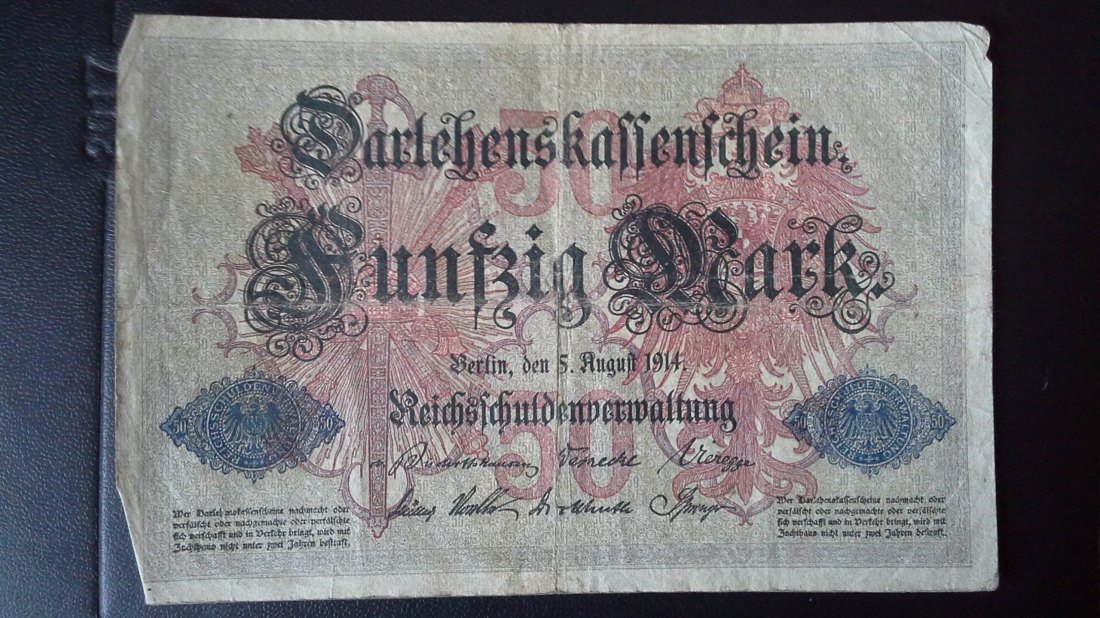  50 Mark Darlehenskassenschein Deutsches Reich ( 5.8.1914) (g981)   