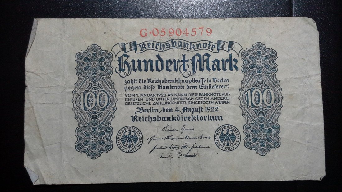  100 Mark  Deutsches Reich (4.8.1922) (g1007)   