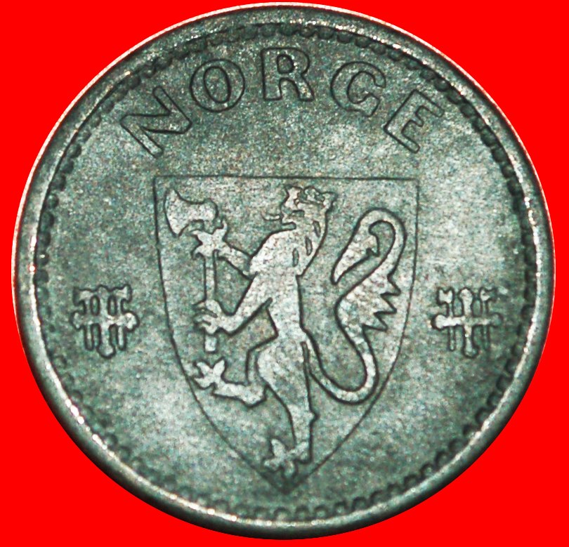  √ DEUTSCHLAND (1941-1945): NORWEGEN ★ 50 OERE 1942! Haakon VII (1905-1957)   