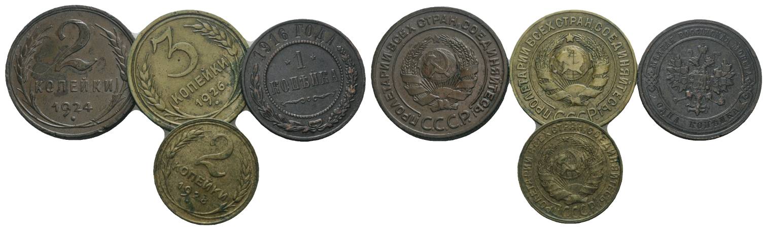  Russland,4 Kleinmünzen   