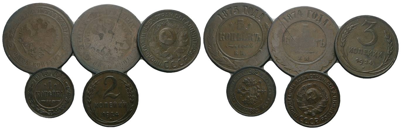  Russland, 5 Kleinmünzen   