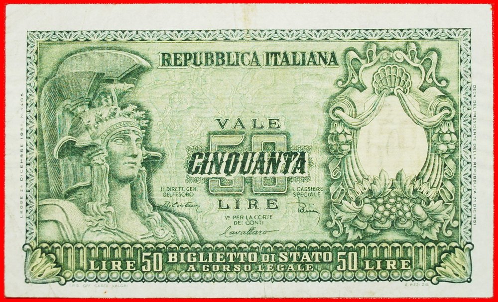  √ UNCOMMON TYPE: ITALY ★ 50 LIRE 1951 CRISP! LOW START ★ NO RESERVE!   