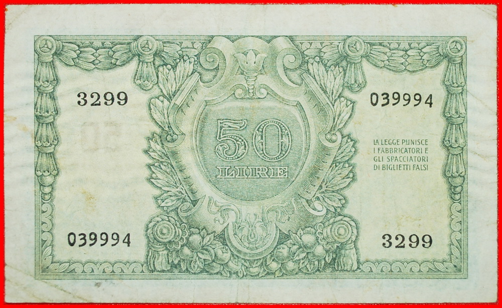  √ UNCOMMON TYPE: ITALY ★ 50 LIRE 1951 CRISP! LOW START ★ NO RESERVE!   