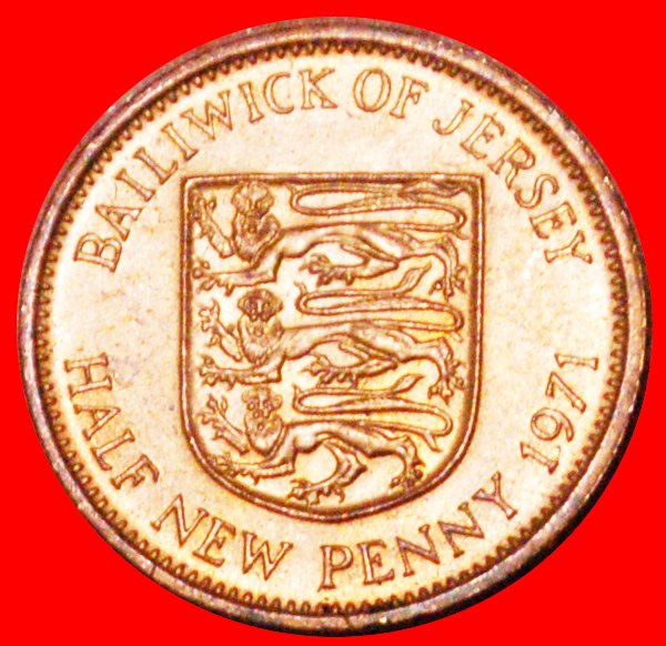  √ GREAT BRITAIN* JERSEY ★ 1/2 NEW PENNY 1971 3 LIONS MINT LUSTER! LOW START ★ NO RESERVE!   