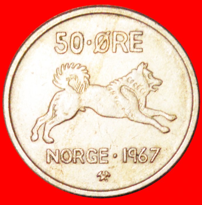  √ HUND (1958-1973)* NORWEGEN ★ 50 OERE 1967! Olav V (1957-1991)   