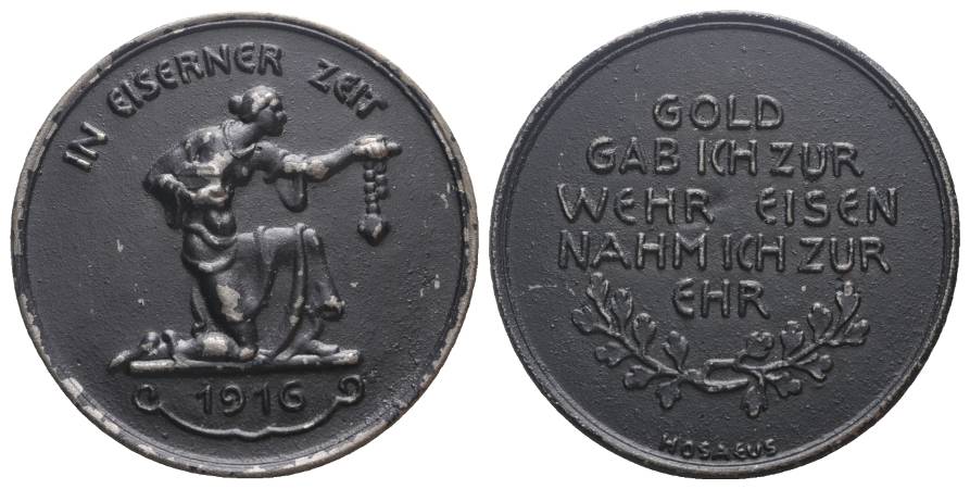  Deutsches Reich, Medaille 1916, Eisen, Ø= 40mm, 19,61g   