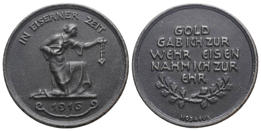  Deutsches Reich, Medaille 1916, Eisen, Ø= 41mm, 19,97g   