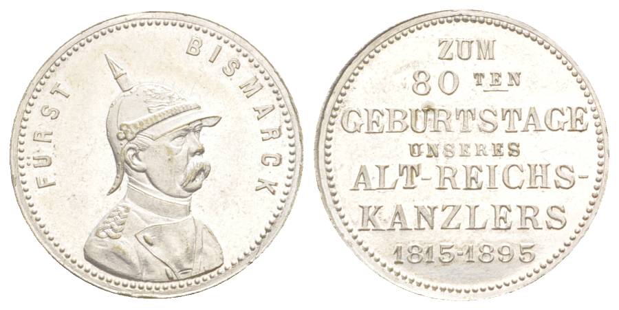  Medaille, versilberte Messingmedaille 1895, Ø= 26mm, 6,59g   