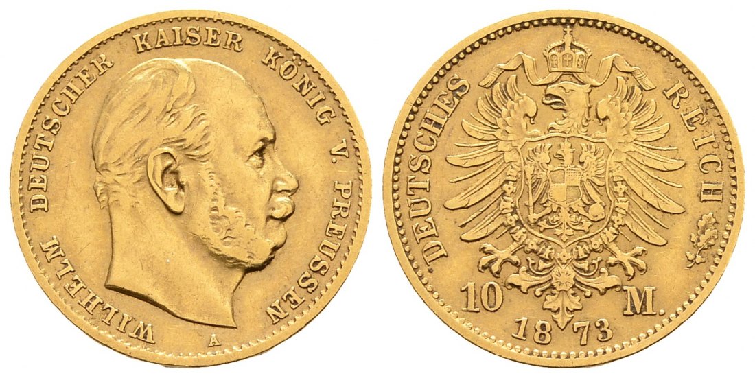 PEUS 63379138 Preußen - Kaiserreich 3,58 g Feingold. Wilhelm I. (1861 - 1888) 10 Mark GOLD 1873 A Sehr schön