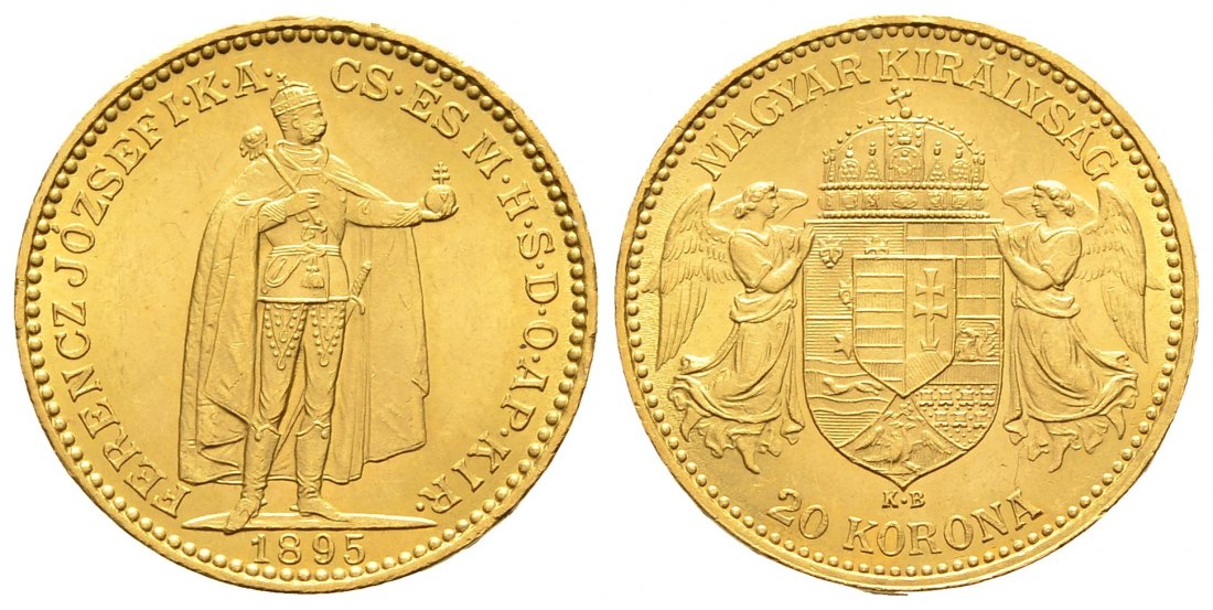 PEUS 9148 Ungarn 6,10 g Feingold. Franz Joseph I. (1848 - 1916) 20 Kronen GOLD 1895 KB Vorzüglich