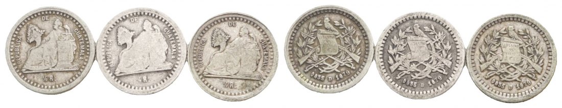  Guatemala, 1/2 Real, 1879 (3 Stück)   
