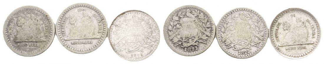  Guatemala, 1/2 Real, 1893 (3 Stück)   