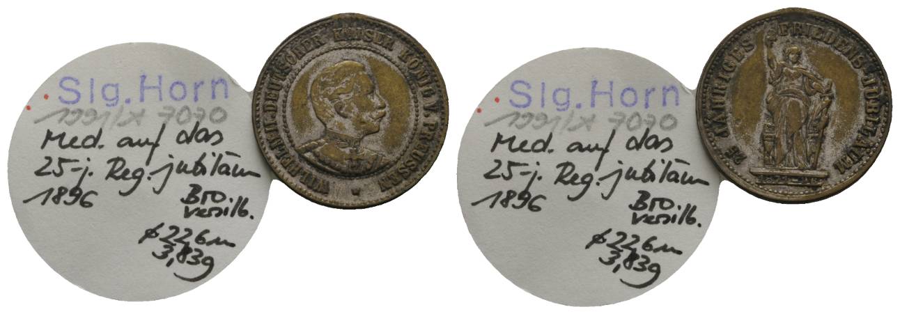  Bronzemedaille 1896, versilbert, Regierungsjubiläum, Ø22,6mm, 3,83g   
