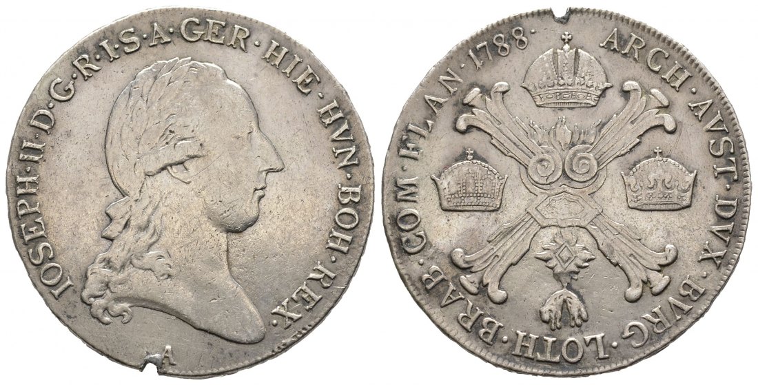 PEUS 9191 Österreich Joseph II. (1780 - 1790) 1/2 Kronentaler 1788 A Kerbe, Schön