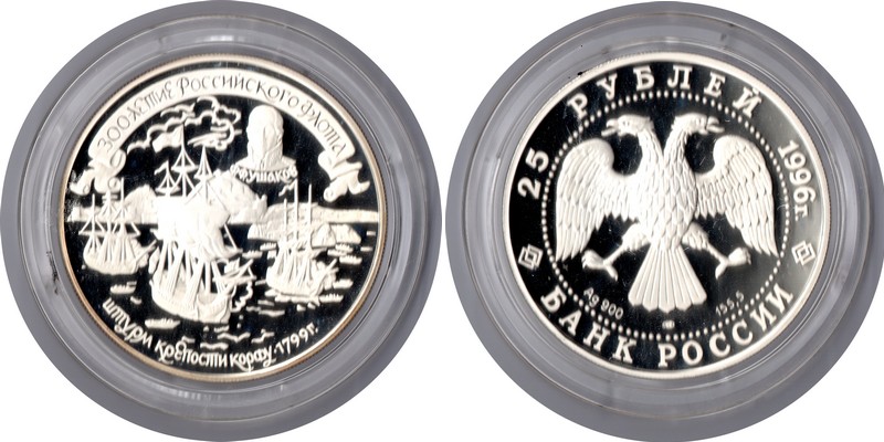  Russland  25 Rubel  1996  FM-Frankfurt Feingewicht: 155,5g Silber PP   