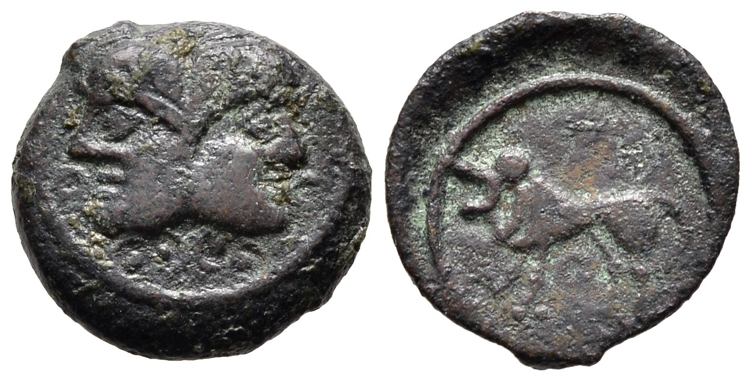 PEUS 9170 Gallier. Suessiones Togirix Bronze 1. Jhdt. v. Chr. Schwarzgrüne Patina, Sehr schön