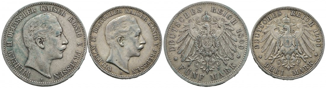 PEUS 9186 Kaiserreich - Preußen  3 + 5 Mark 1899 + 1909 A Sehr schön