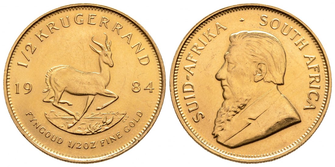 PEUS 9210 Süd-Afrika 15,55 g Feingold 1/2 Krügerrand GOLD 1/2 Unze 1984 Kl. Kratzer Vorzüglich