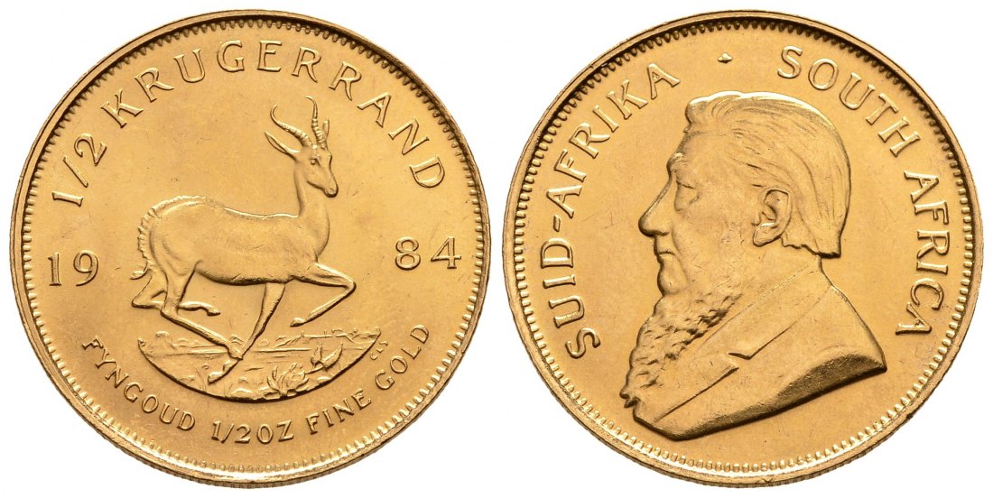 PEUS 9211 Süd-Afrika 15,55 g Feingold 1/2 Krügerrand GOLD 1/2 Unze 1984 Kl. Kratzer Vorzüglich
