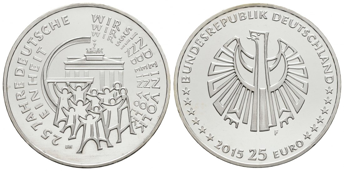 PEUS 9227 BRD 25 Jahre Deutsche Einheit 25 Euro Gedenkmünze 2015 F Stuttgart PP