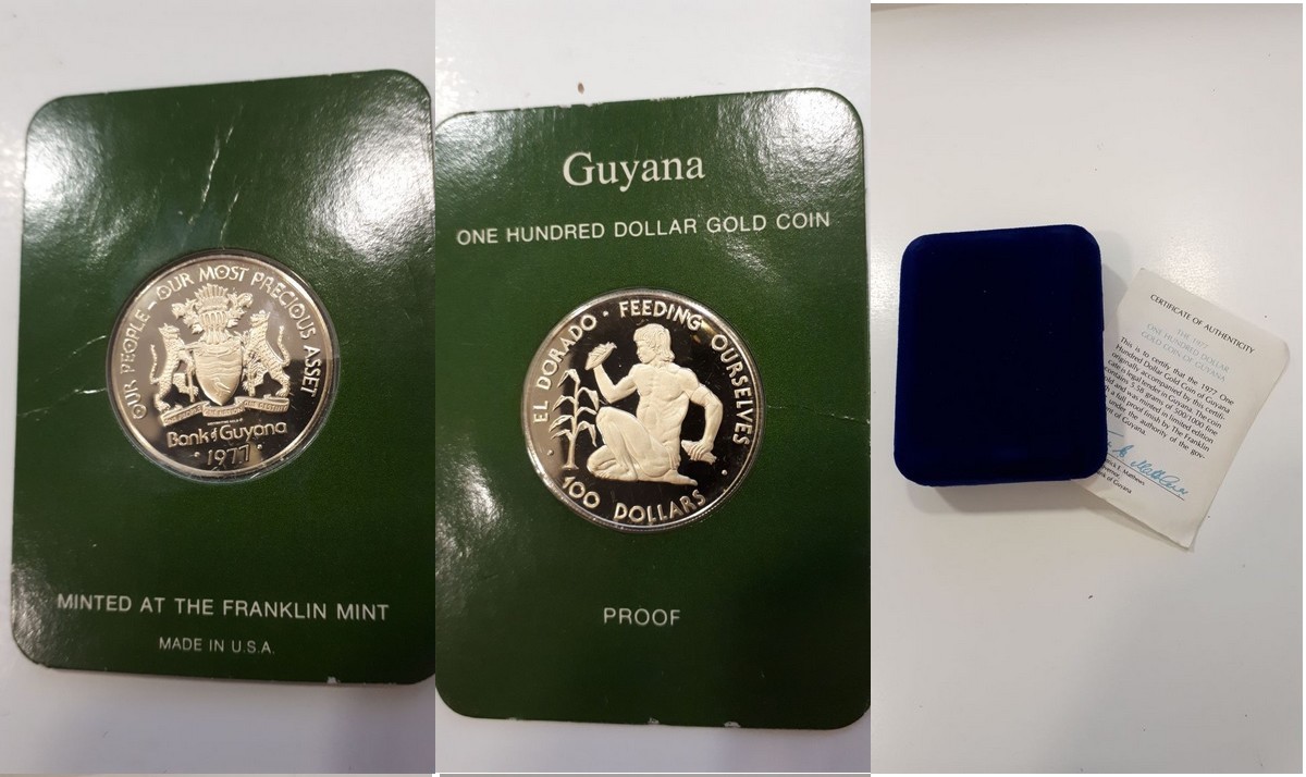 Guyana MM-Frankfurt Feingewicht: 2,79g Gold 100 Dollar 1977 PP (eingeschweißt)