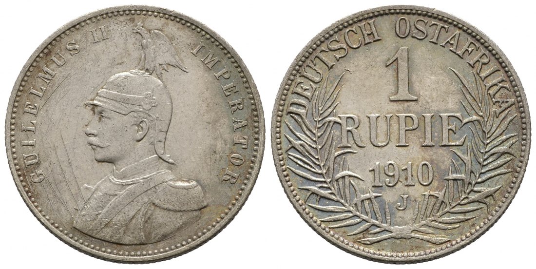 PEUS 9233 Deutsch-Ostafrika Wilhelm II. (1888 - 1918) Rupie 1910 J Kratzer, Sehr schön