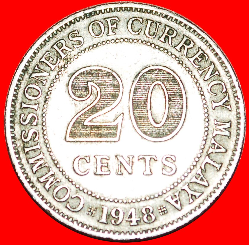  √ GROSSBRITANNIEN: MALAYA ★ 20 CENTS 1948!   