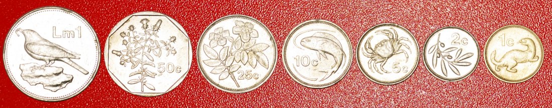  √ ANIMALS AND SUN: MALTA ★ LAST PRE-EURO SET 7 COINS 1986-2007! LOW START★NO RESERVE!   