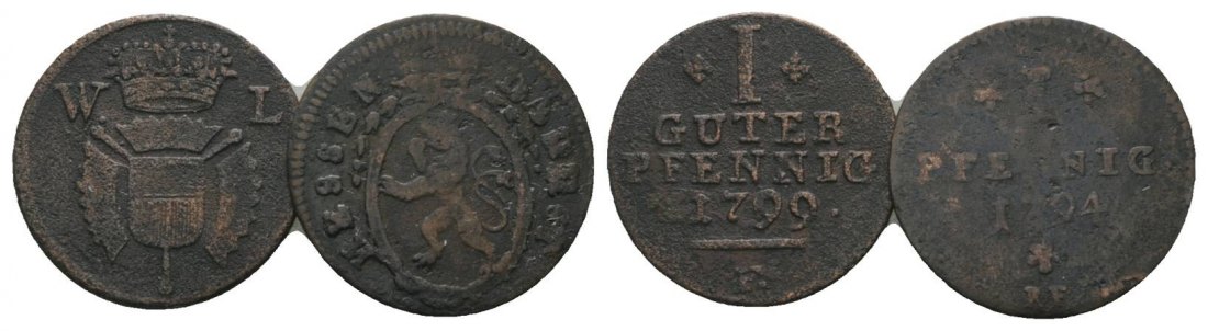  Altdeutschland, 2 Kleinmünzen (1799/1794)   