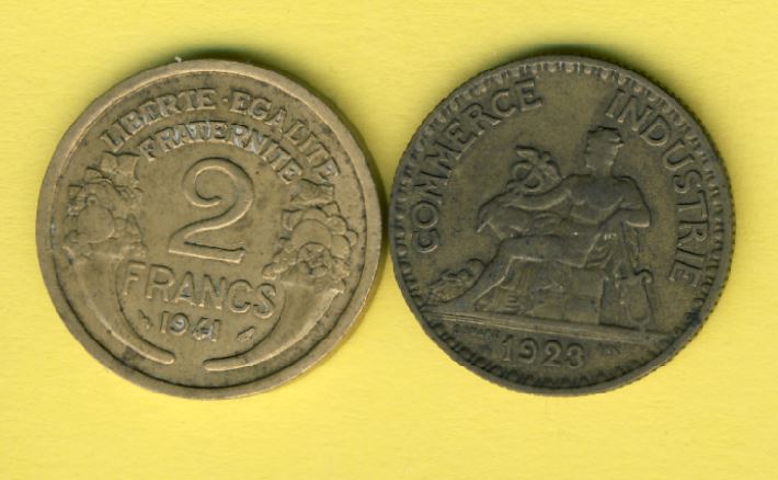  Frankreich 2 Francs 1923 + 1941   