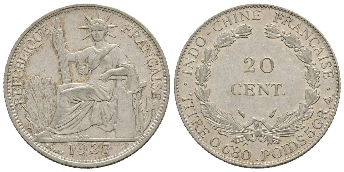 PEUS 9265 Frankreich  20 Cent 1937 Sehr schön