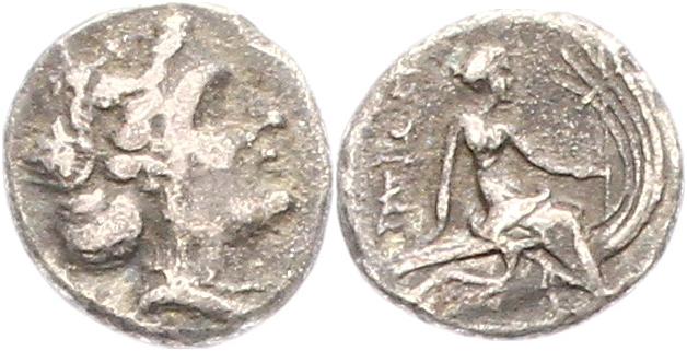  0177 Griechen Euboia Hisitaia Tetrobol ca. 340 v. Chr.   
