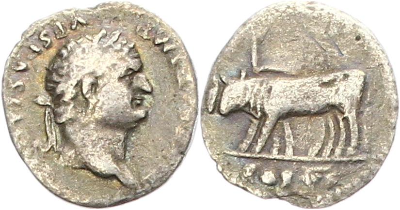  0185 Römer Kaiserzeit Vespasian Denar 76 - 78 Zwei Ochsen im Joch   