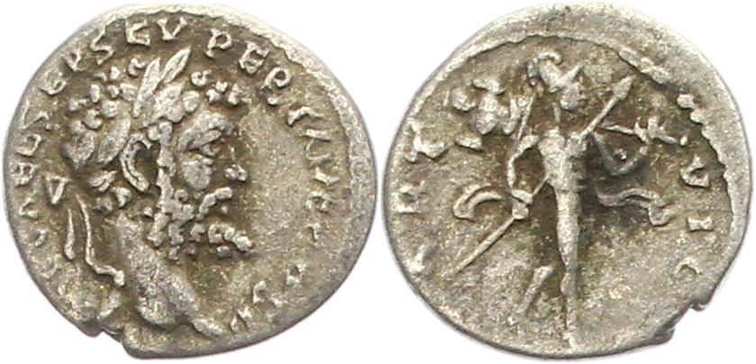  0186 Römer Kaiserzeit Septimius Severus Denar Mars mit Trophäe   