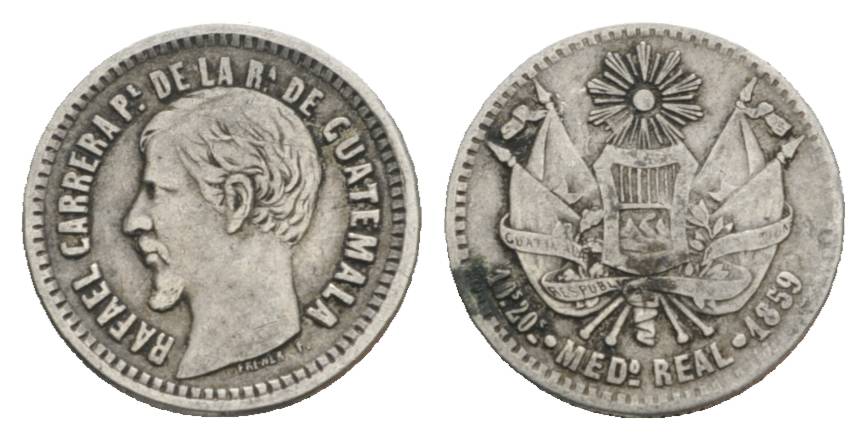  Guatemala, 1/2 Real, 1859   