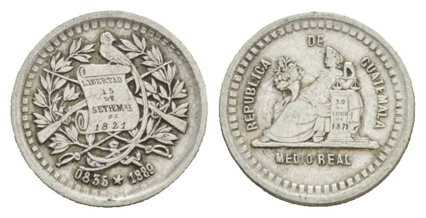  Guatemala, 1/2 Real, 1889   