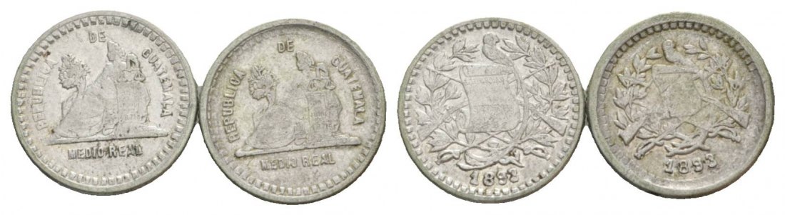  Guatemala, 1/2 Real, 1893 (2 Stück)   
