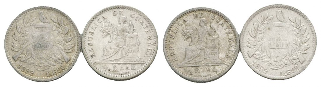  Guatemala, 1/2 Real, 1899 (2 Stück)   